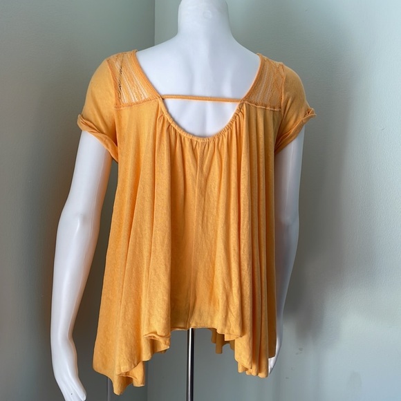 Free People orange lace asymmetric t-shirt - Picture 5 of 8